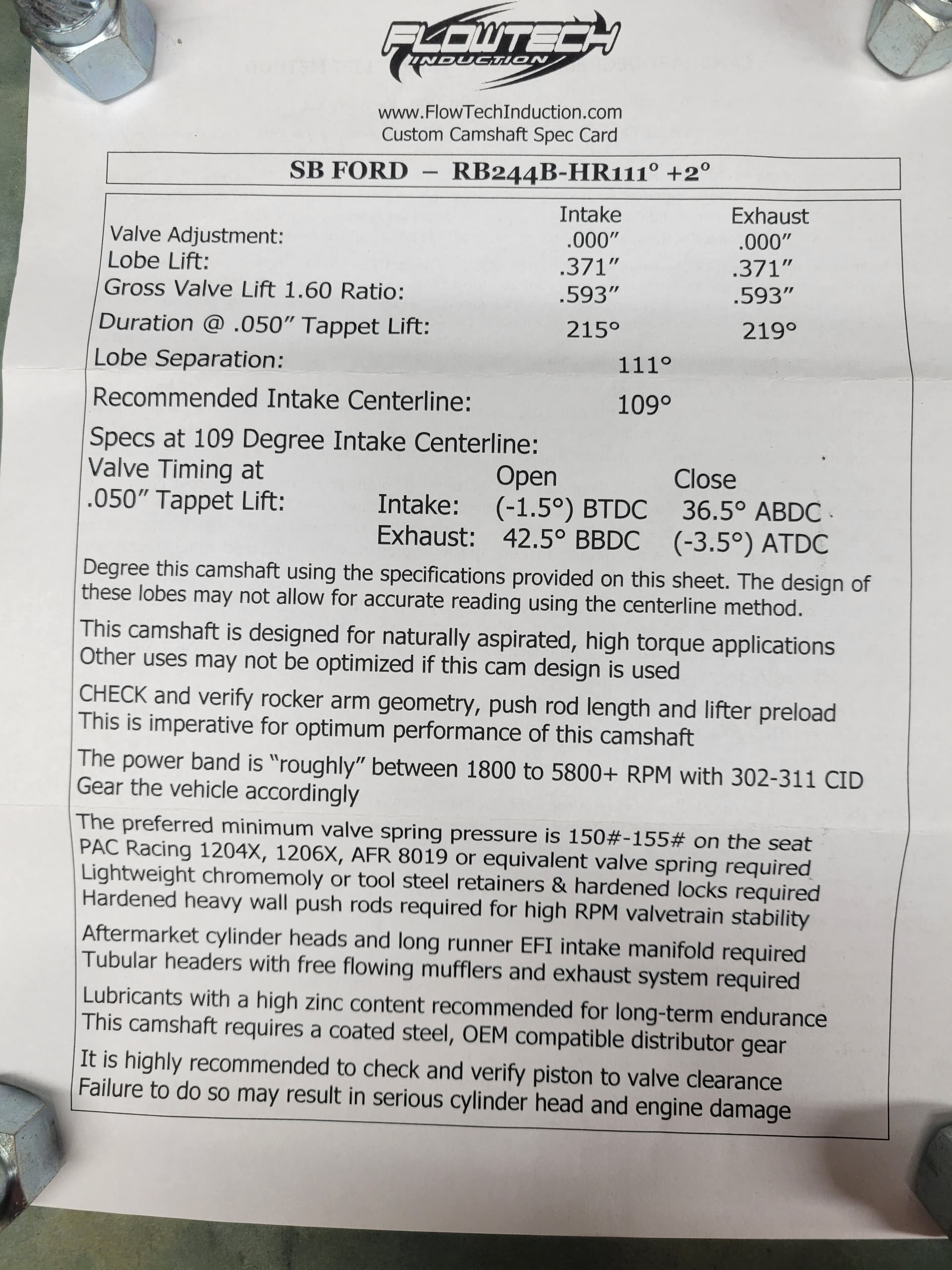FTI Billet N/A SBF cam